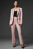 Pink Notched Lapel 2 Piece Long Sleeves Slim Fit Prom Suits