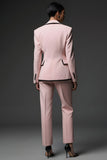 Pink Notched Lapel 2 Piece Long Sleeves Slim Fit Prom Suits
