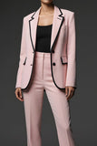 Pink Notched Lapel 2 Piece Long Sleeves Slim Fit Prom Suits