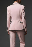 Pink Notched Lapel 2 Piece Long Sleeves Slim Fit Prom Suits