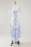 Pink Floral Tiered Chiffon Ruffled Maxi Wedding Guest Dress
