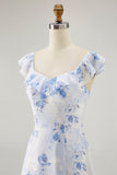 Pink Floral Tiered Chiffon Ruffled Maxi Wedding Guest Dress