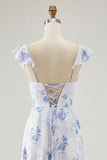 Pink Floral Tiered Chiffon Ruffled Maxi Wedding Guest Dress