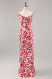 Blue Floral Cowl Neck Mermaid Maxi Wedding Guest Dress