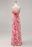 Blue Floral Cowl Neck Mermaid Maxi Wedding Guest Dress