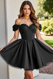 Black Tulle A Line Corset Short Prom Dress