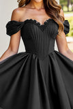 Black Tulle A Line Corset Short Prom Dress
