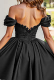 Black Tulle A Line Corset Short Prom Dress