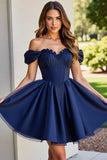 Black Tulle A Line Corset Short Prom Dress