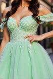 Blush Corset A Line Tulle Short Prom Dress with Appliques