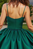 Sparkly Dark Green Satin Beaded Short Prom Dress