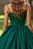 Sparkly Dark Green Corset A Line Short Prom Dress with Rhinestones
