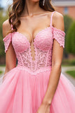 Blush Corset Tulle Short Prom Dress with Detachable Sleeves