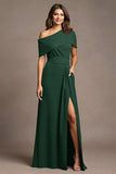 Burgundy Sheath Maxi Mother of the Bride Dress with Slit