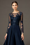 Black A Line Chiffon Maxi Mother of the Bride Dress with Lace
