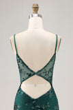 Sparkly Dark Green Corset Short Tight Prom Dress with Sequins