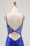 Sparkly Royal Blue Tight Corset Short Prom Dress with Sequins