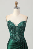Sparkly Dark Green Satin Corset Short Prom Dress with Drape