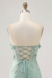 Sparkly Sage Floral Sweetheart Corset Tight Mini Prom Dress with Applique