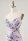 Sparkly Pink Beaded Floral Mini Tight Prom Dress with Sequins