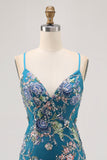 Sparkly Peacock Floral Tight Beaded Mini Prom Dress with Sequins