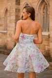 Sparkly Pink Short A Line Floral Cocktail Dress