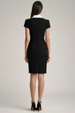 Black and White Shawl Lapel Bodycon Short Satin Work Blazer Dress
