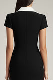 Black and White Shawl Lapel Bodycon Short Satin Work Blazer Dress