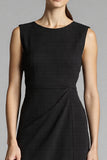 Black A Line Midi Satin Work Dress with Ruffles