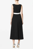 Black and White A Line Satin Maxi Work Dress