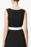 Black and White A Line Satin Maxi Work Dress