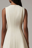 Ivory Satin Short A Line Work Blazer Dress with Pockets