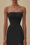 Elegant Black Chiffon Sheath Maxi Formal Dress with Slit