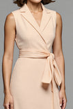 Champagne A Line Notched Lapel Midi Work Blazer Dress