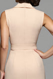 Champagne A Line Notched Lapel Midi Work Blazer Dress