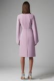 Wisteria Satin Bodycon Midi Work Dress with Long Sleeves