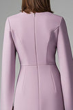 Wisteria Satin Bodycon Midi Work Dress with Long Sleeves