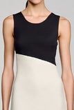Black and White Satin Midi Bodycon Cocktail Dress with Ruffles