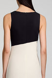 Black and White Satin Midi Bodycon Cocktail Dress with Ruffles