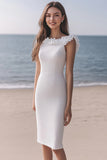 Sparkly Ivory Bodycon Sequin Ruffled Midi Engagement Dress