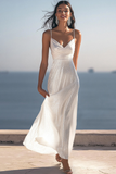 Sparkly Ivory Ruched Sequin Maxi Rehearsal Dinner Dress