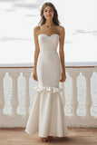 Mermaid Ivory Sweetheart Maxi Satin Wedding Reception Dress