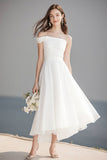 Simple Ivory One Shoulder A Line Maxi Rehearsal Dinner Dress