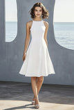 A Line Ivory Satin Halter Little White Dress