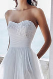 Chiffon Ivory A Line Sweetheart Maxi Engagement Dress with Appliques