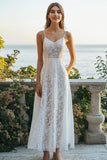 Lace Ivory Beach A Line Maxi Engagement Dress