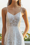 Lace Ivory Beach A Line Maxi Engagement Dress