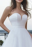 Tulle Sweetheart Ivory A Line Maxi Wedding Reception Dress
