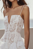 Corset Ivory Lace A Line Mini Bachelorette Dress with Ruffles
