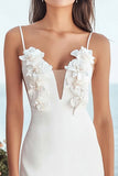 Satin Floral Bodycon Ivory Midi Bridal Shower Dress